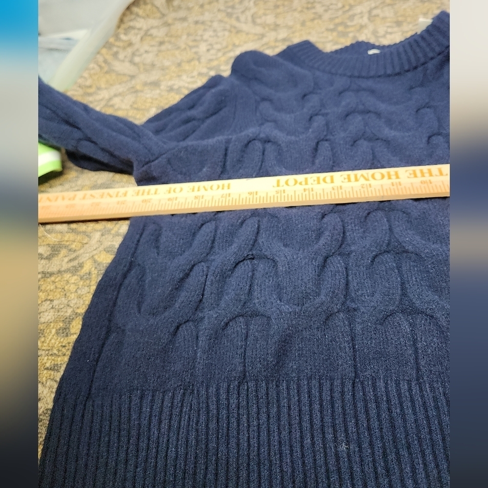 Women's Cable Crewneck Pullover Sweater - A New Day Navy L - Picture 8 of 14